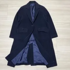 美品✨ SHIPS カシミヤ混ロングチェスターコート 濃紺 40 イタリア製生地