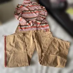 KP キッズ服上下　タートルネック ボーダー トップス＆ロングパンツのサムネイル