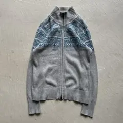 00s eddie bauer zip up knit アイル柄 ジップニット