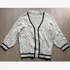 アイボリー ケーブルニット カーディガン LL