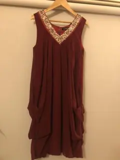 パーティードレス ワンピース　ボルドー　美品