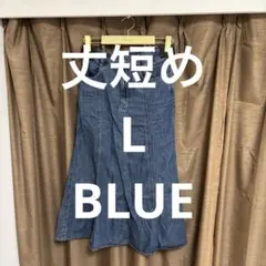 ライトデニムフレアマキシスカート丈短め　L 67BLUE