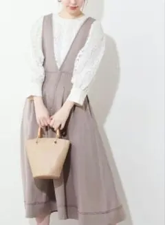 natural couture 配色ステッチ 2way ジャンスカ