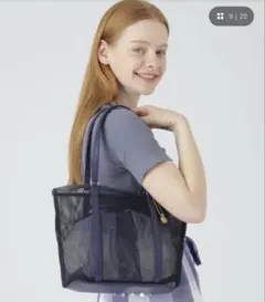 【美品】ブルーレーベルクレストブリッジ メッシュ トートバッグ 巾着付き