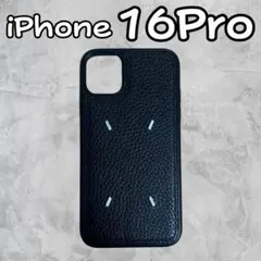 iPhone16pro✿スマホケース ブラック 黒 レザー刺繍 韓国 シンプル2
