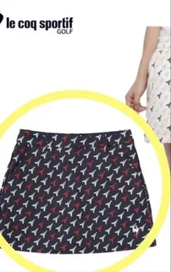 新品ルコック エッフェル柄キュロットパンツ ゴルフウェアL ストレッチUV 紺色