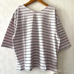 新品 studio CLIP ストライプ ボートネック 五分袖 トップス