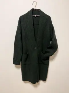 UNIQLO ウールリブニットコート　ロングカーディガン　グリーン　Sサイズ