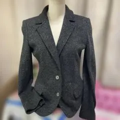 イタリー製レコパンブルー霜降りダークグレーカラージャケット40