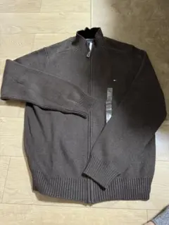 TOMMY HILFIGER ジップアップニット ブラウン S/P