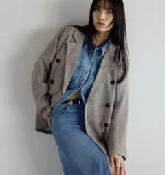 Bonjour Sagan ガンクラブチェックダブルブレストジャケット