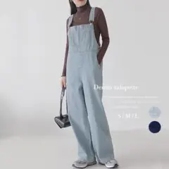 デニムサロペット レディース オーバーオール ハイウエスト オールシーズ★