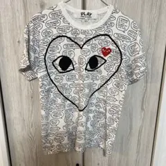 希少！プレイ 꼼데가르송 マットグレイニング コラボTシャツ 総柄 S