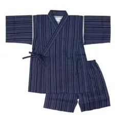 しじら柄　甚平　男児　男の子　ネイビー　ストライプ　110～130