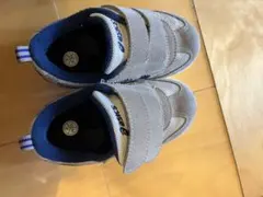 Asics キッズスニーカー グレー ネイビー ベルクロ