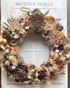 大人シックなナチュラルリース ❤️ドライフラワー ハンドメイド インテリアのサムネイル