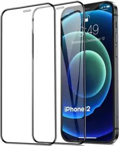 【2枚セットブラック】 iPhone 12 mini用ガラスフィルム5.4インチ
