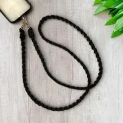 パラコードスマホショルダーストラップ　ブラック　ゴールド金具　約120cm