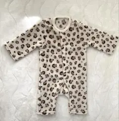 （新品）ヒョウ柄 フリース ロンパース 60〜70