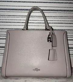 COACH ゾーイ　ライトグレー レザーショルダーバッグ