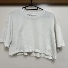 ZARA クロップド丈 半袖Tシャツ ホワイト Sサイズのサムネイル