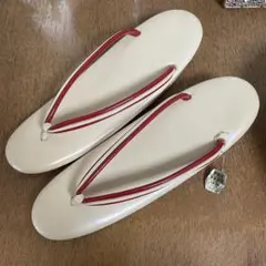 キンワシ印 本革草履 最高級 クリーム色 【ほぼ未使用品】