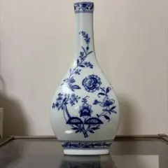 【未使用品】十四代　辻常陸 作 染付蝶々紋　花瓶 鶴首「宮内庁御用達」 未使用品】十四代 辻常陸 作 染付蝶々紋 花瓶 鶴首「宮内庁御用達