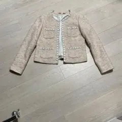 ジャケット　オレンジ　38 ツイード