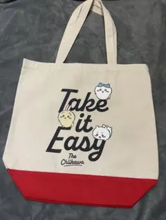 ちいかわ トートバッグ TAKE IT EASY 赤