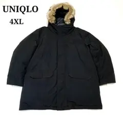 【大きいサイズ　4XL】ユニクロ ダウンジャケット ファー 取り外し可 ブラック