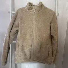 ベージュ フリースジャケット フルジップ