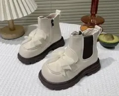 キッズ ブーツ リボン付き ベージュ 女の子 14.5cm / 17cm