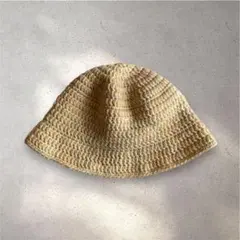 クラッシャーハット　クロシェハット　ビーニー　バケットハット　ハンドメイド　黄色