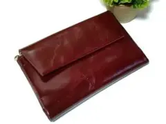 ワインレッド　折り財布　本革　エナメル　財布　札入れ　本革　レザー　本革財布