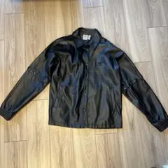 【美品】adidas ブラックレザー風ジャケット L 両腕着脱可能！