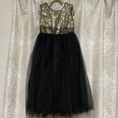 ゴールドスパンコール Vネックドレス