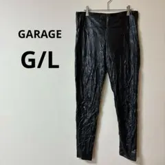 GARAGE 【G/L】裏起毛 フェイクレザーレギンス ハイウエスト ブラック