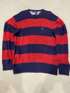 トミーヒルフィガー 赤と紺のニットセーター