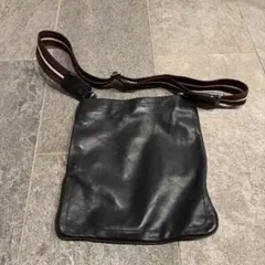 BALLY ブラック キャンバス レザー ショルダーバッグ - メルカリ
