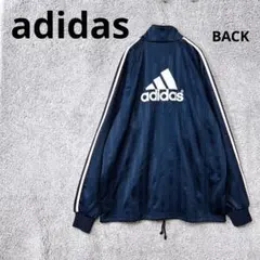 4588 アディダス ジャージ M ネイビー ロゴ プリント トラックジャケット
