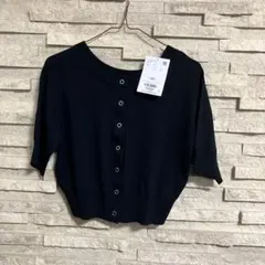 【新品】ViS 半袖カーディガン ブラックのサムネイル