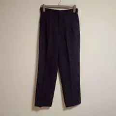 【美品】イッセイミヤケ ツータック スラックス ウール 裾ダブル仕上げ 黒 M イッセイミヤケ IM MEN ツータック スラックス パンツ 紺 ウール 77