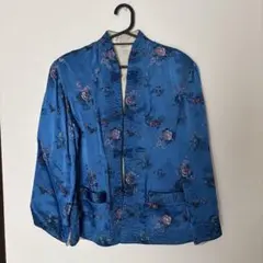 90s 中綿チャイナジャケット リバーシブル サテン 刺繍柄 カンフー 