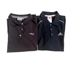 【2枚組】FILA & adidas レディース ポロシャツ セット 黒 M〜Lのサムネイル