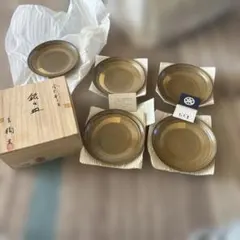 たち吉　金彩　刷毛目　銘々皿揃え　5枚セット　中皿　取り皿　和食器　ブロンズ