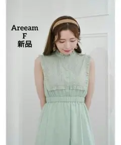 ❤️新品 アリーム Areeam 刺繍フリル ノースリーブワンピース F ミントのサムネイル