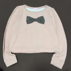 160★メゾピアノ★ロゴ刺繍！ドット柄リボン付き！トレーナー★