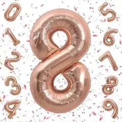 ★Exgox 数字バルーン(8)★ ローズゴールド40インチ ナンバー8