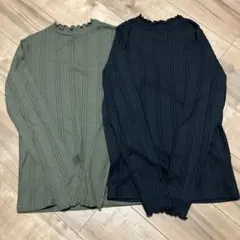 メロウネック リブ長袖カットソー 2枚セット