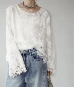 chuclla｜コットンレース スカラップトップス chw25a006のサムネイル